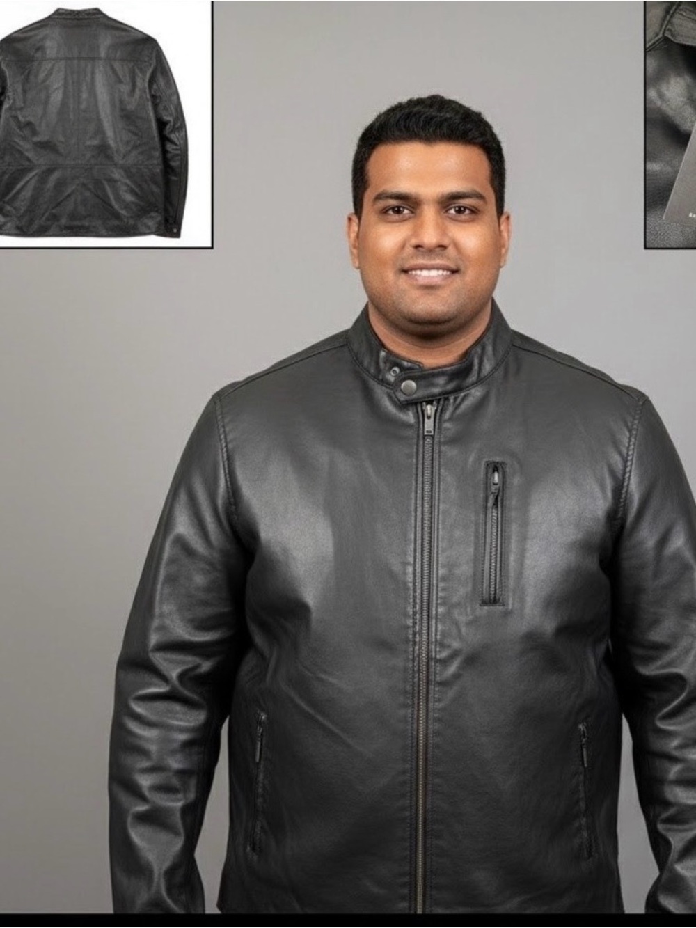 Shaquille O'Neal Men's 4XLT Black Faux Leather Racing Jacket